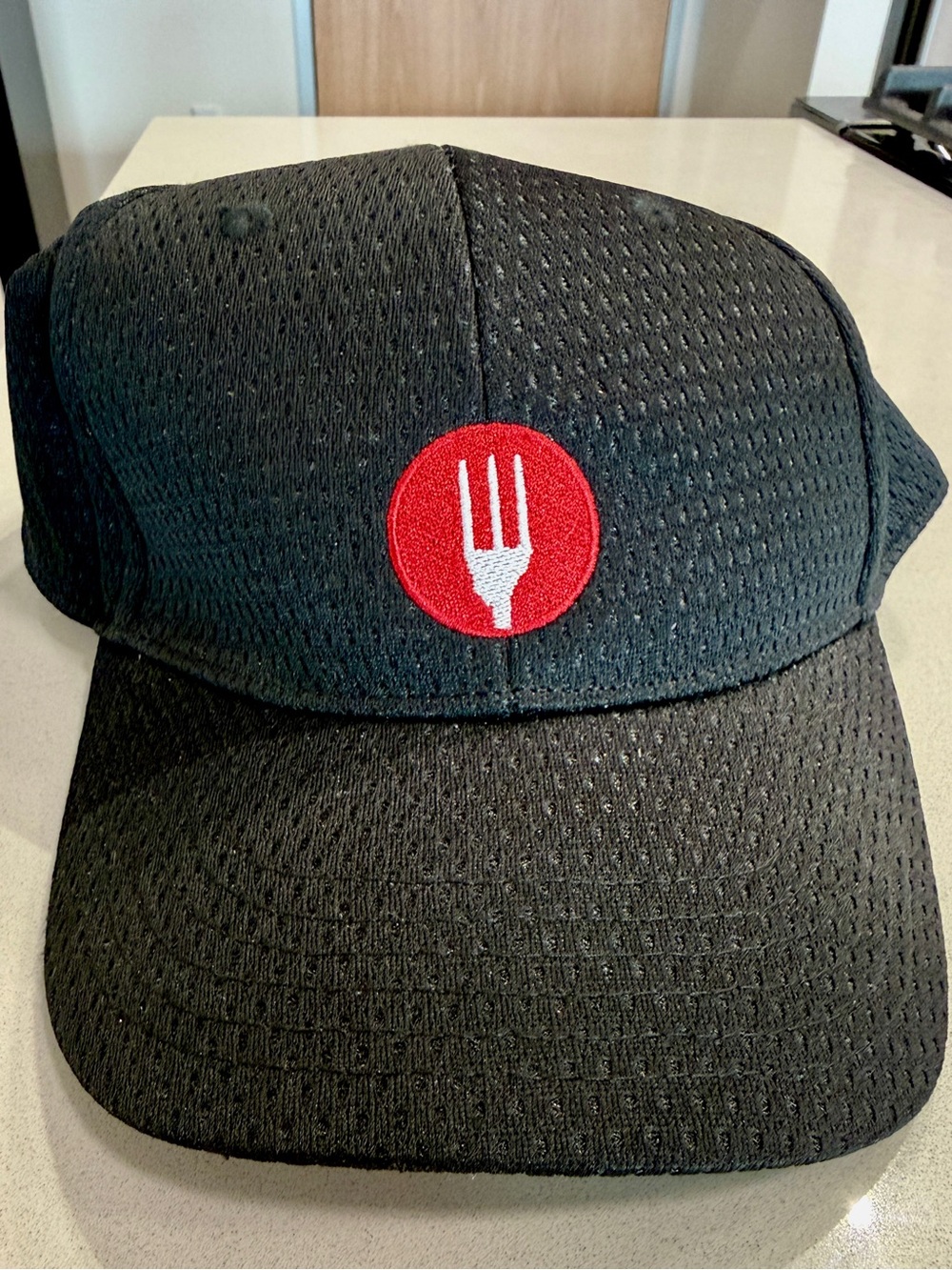 Men’s or Women’s Chef Works Black Baseball Cap with Red Fork Circle Patch